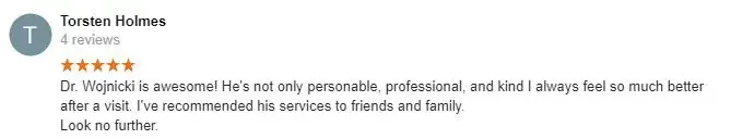 Chiropractic Allen TX Torsten Holmes Testimonial 5-star Google review from Torsten praising Global Chiropractic - Allen's chiropractic care.